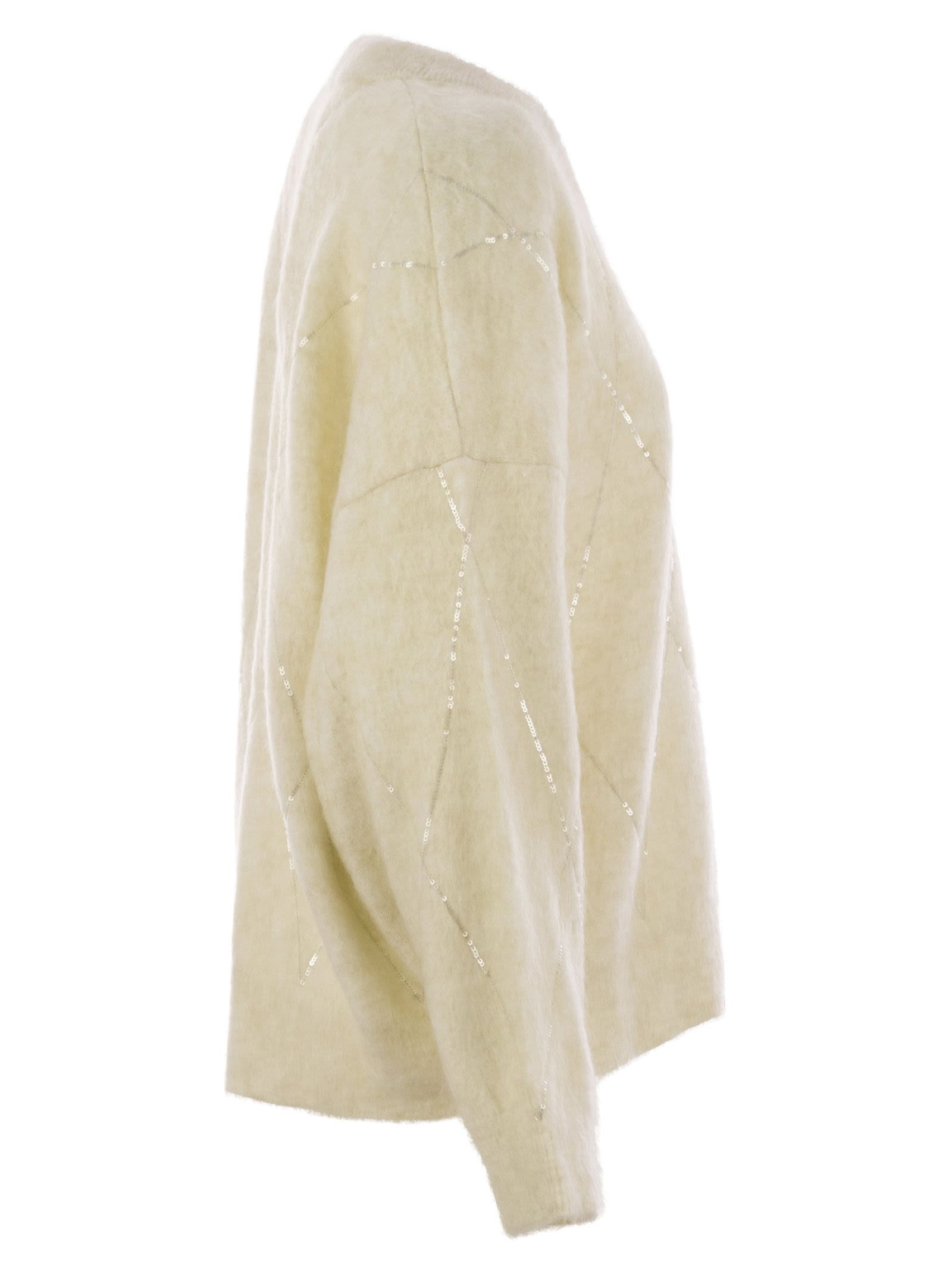 Brunello Cucinelli Women Mohair, Wool, Cashmere And Silk Sweater With Dazzling Argyle Embroidery - 3