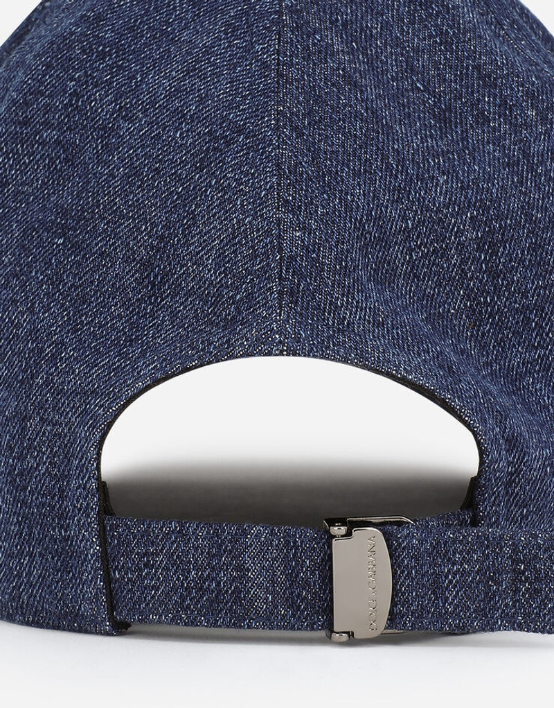 Denim baseball cap with branded plate 4