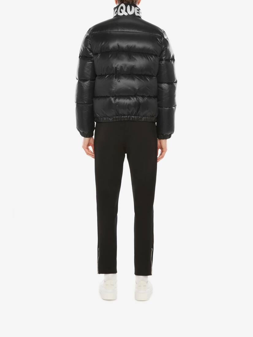 Mcqueen Graffiti Puffer Jacket in Black - 4