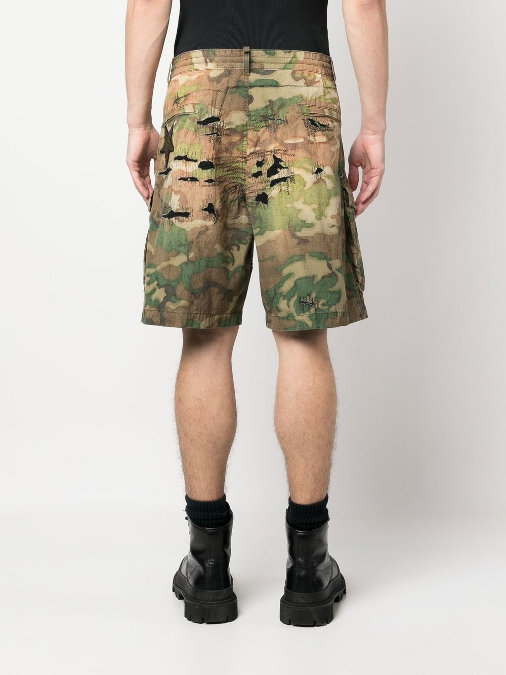 logo-print distressed shorts - 4