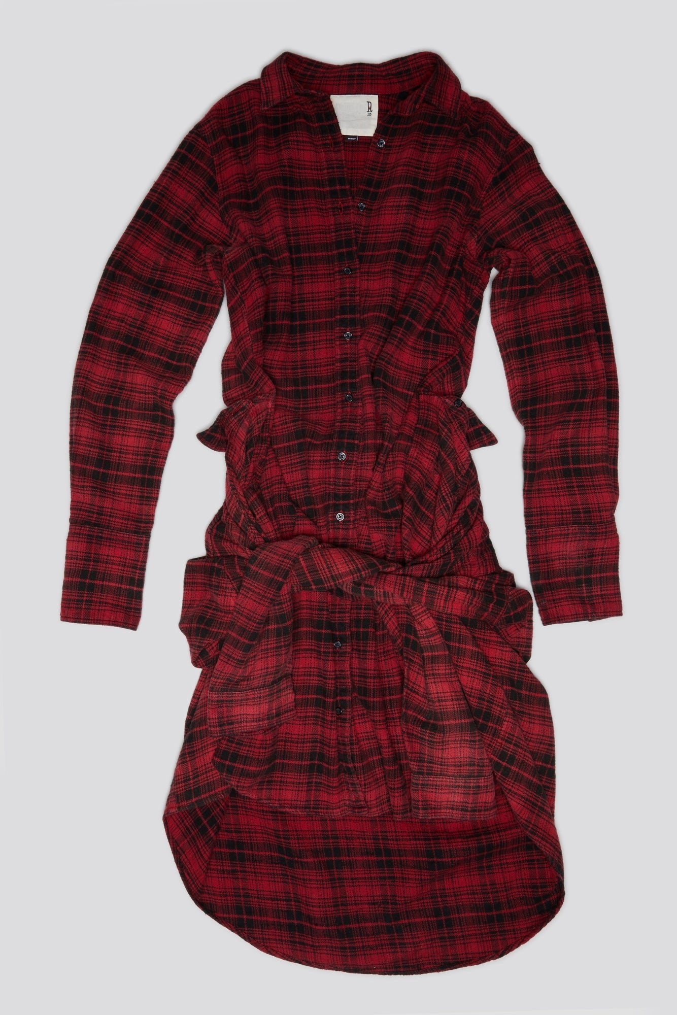 TIE SHIRTDRESS - RED AND BLACK - 1
