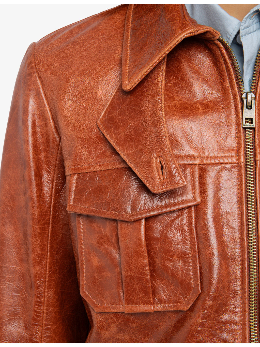 Lienna Patch-Pocket Slim-Fit Leather Jacket - 7