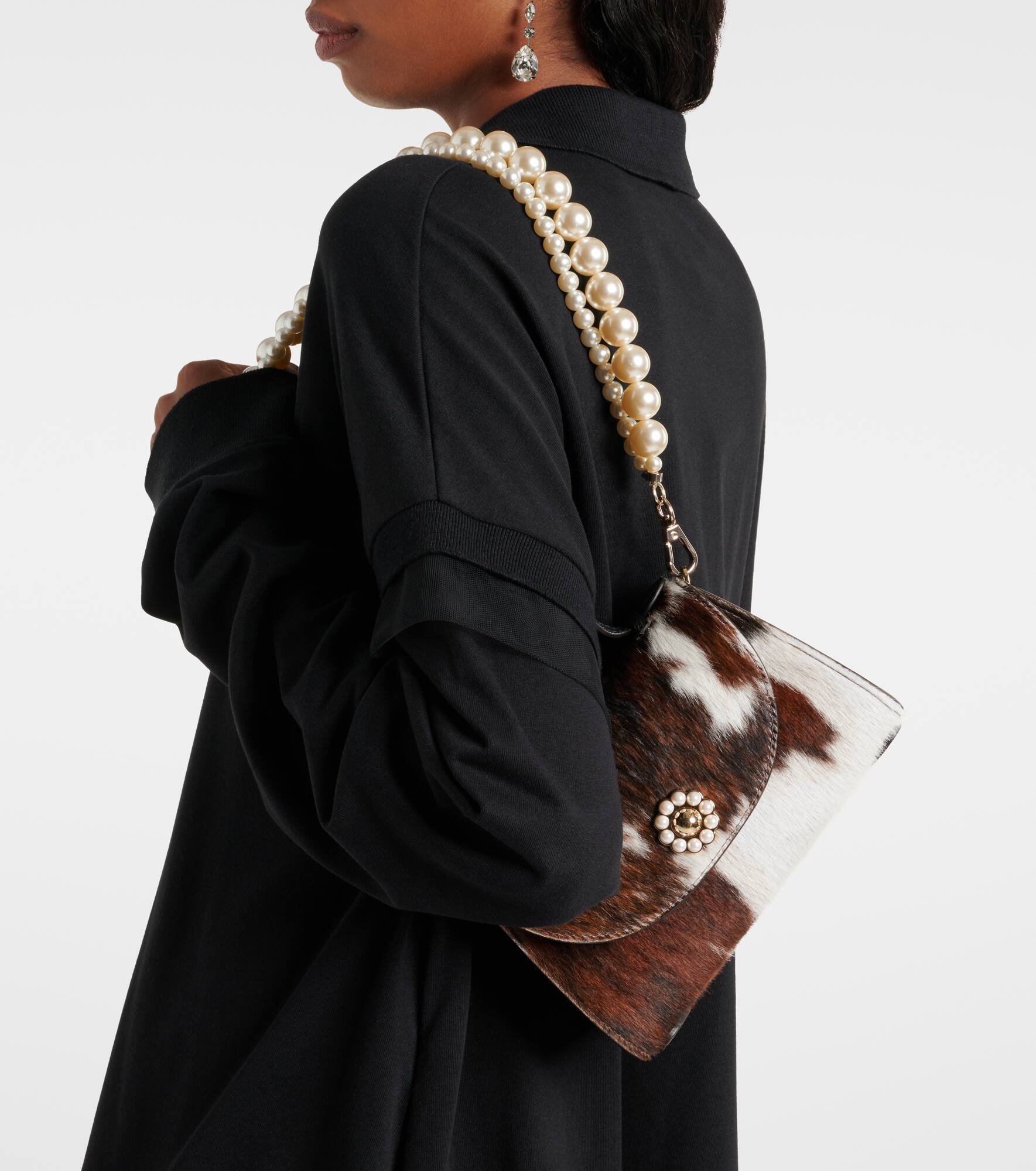 【SIMONE ROCHA】Valentine calf hair shoulder bag Simone Rocha Valentine Calf Hair Pochette Crossbody Bag