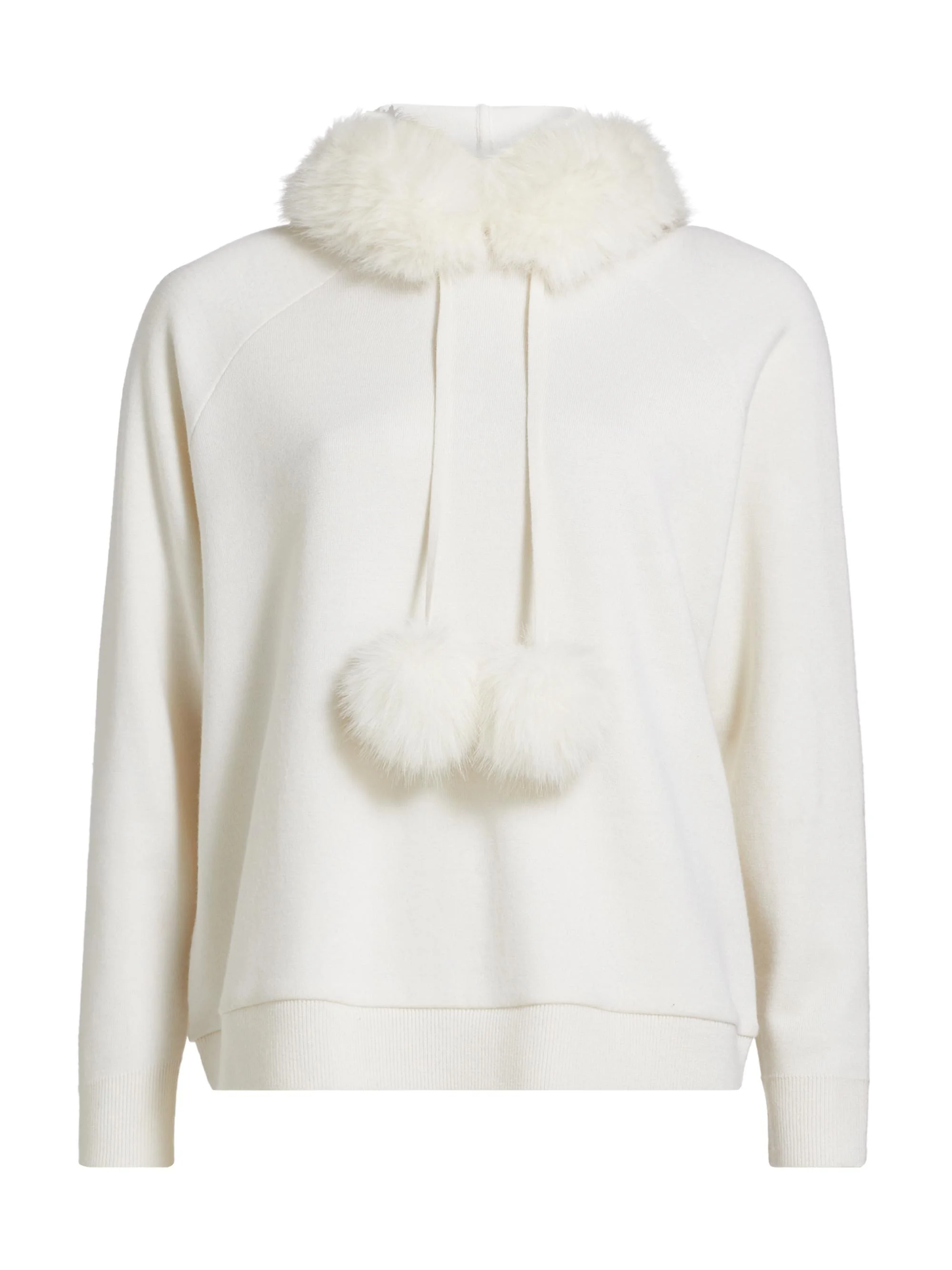 Women's Oscar Faux Fur-Trimmed Knit Hoodie - Ecru - 1