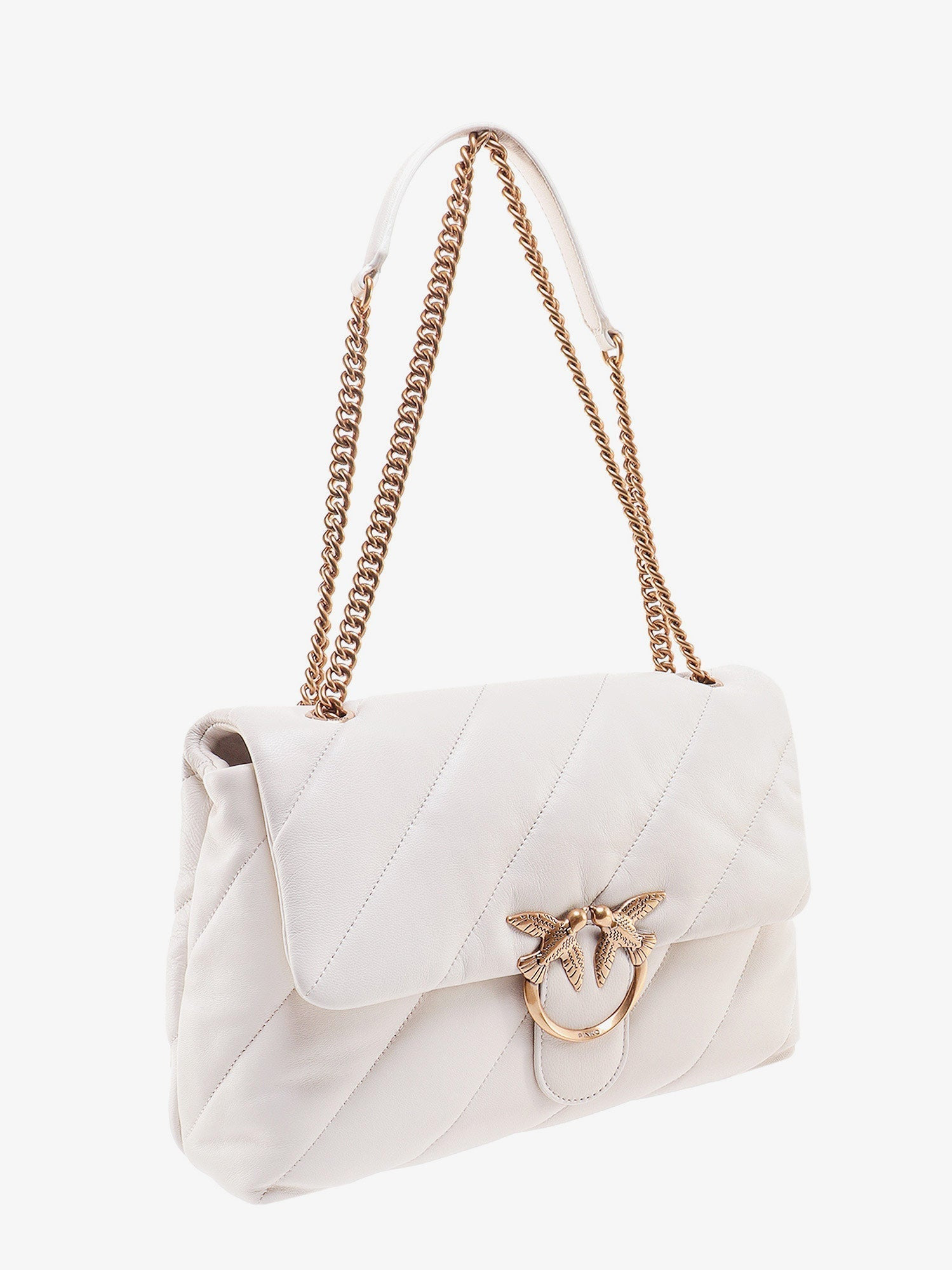 Pinko Matelassã© Leather Shoulder Bag With Iconic Love Birds Buckle - 3