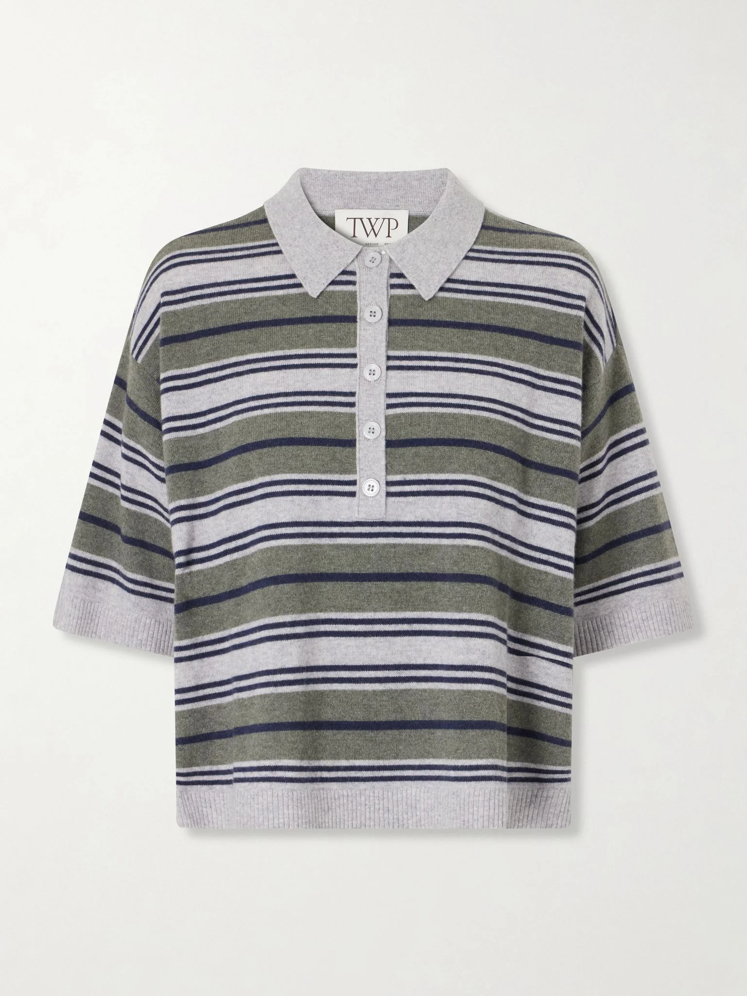 Striped cashmere polo sweater Multi - 1