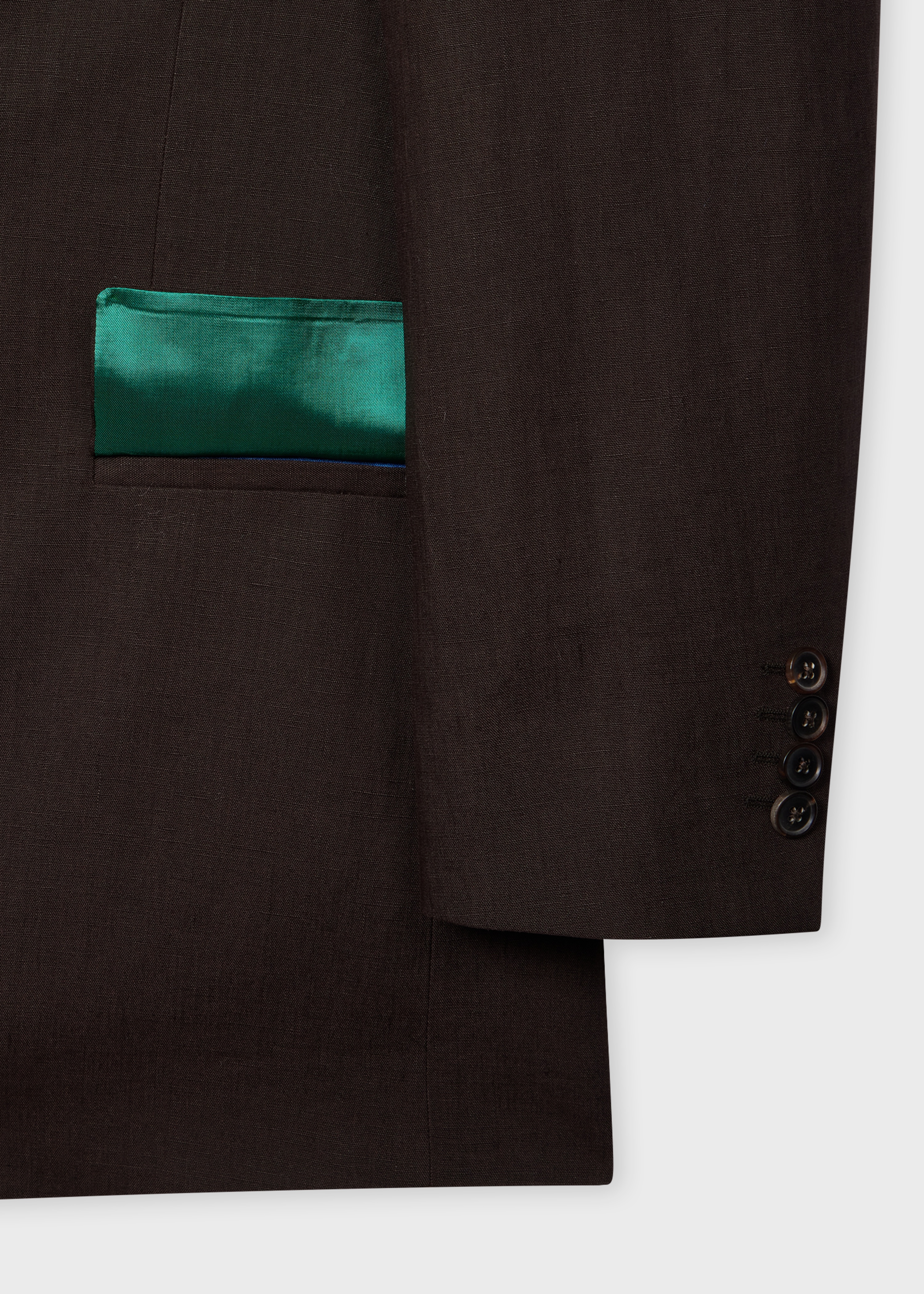 Dark Brown Linen Buggy-Lined Blazer - 3