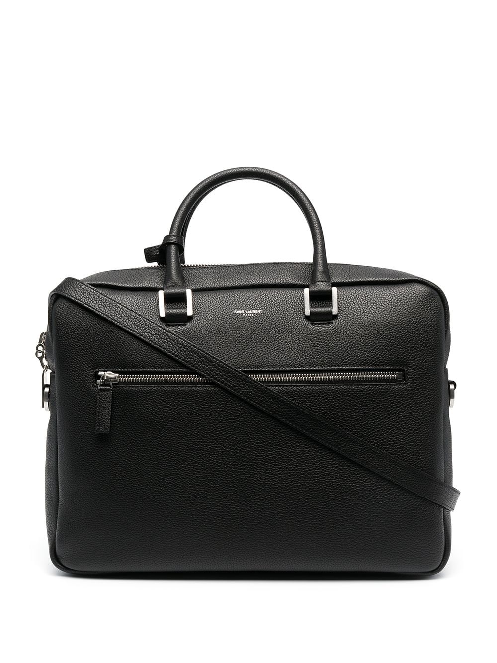 SAINT LAURENT PARIS BLACK 24 ORE LEATHER BAG - 1