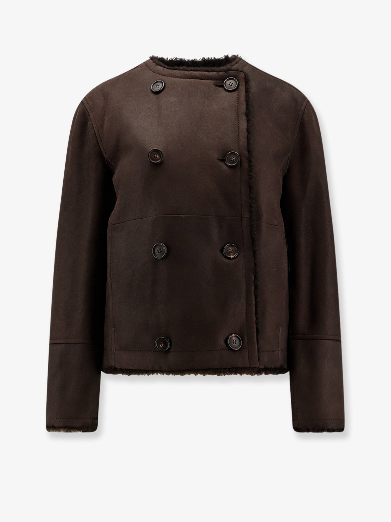 Brunello Cucinelli Reversible Fuzzy Shearling Caban Crop - 4