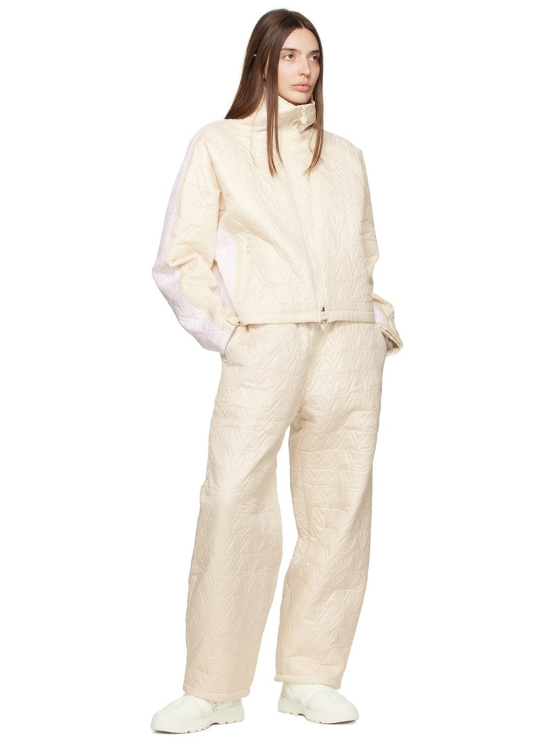 OPEN YY Beige & White 'YY' Quilted Bomber Jacket outlook