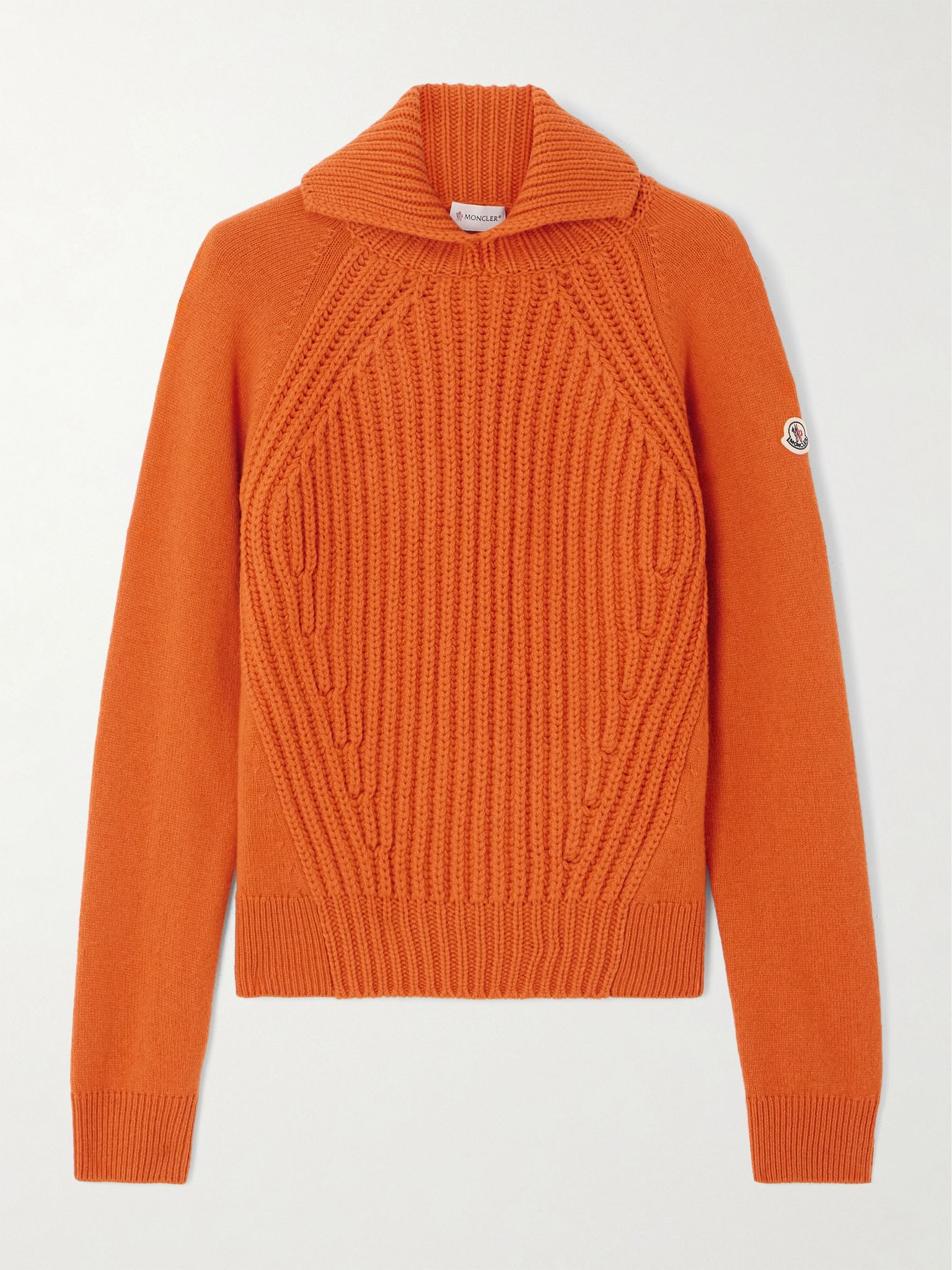 Ribbed wool and cashmere-blend turtleneck polo sweater Orange - 1