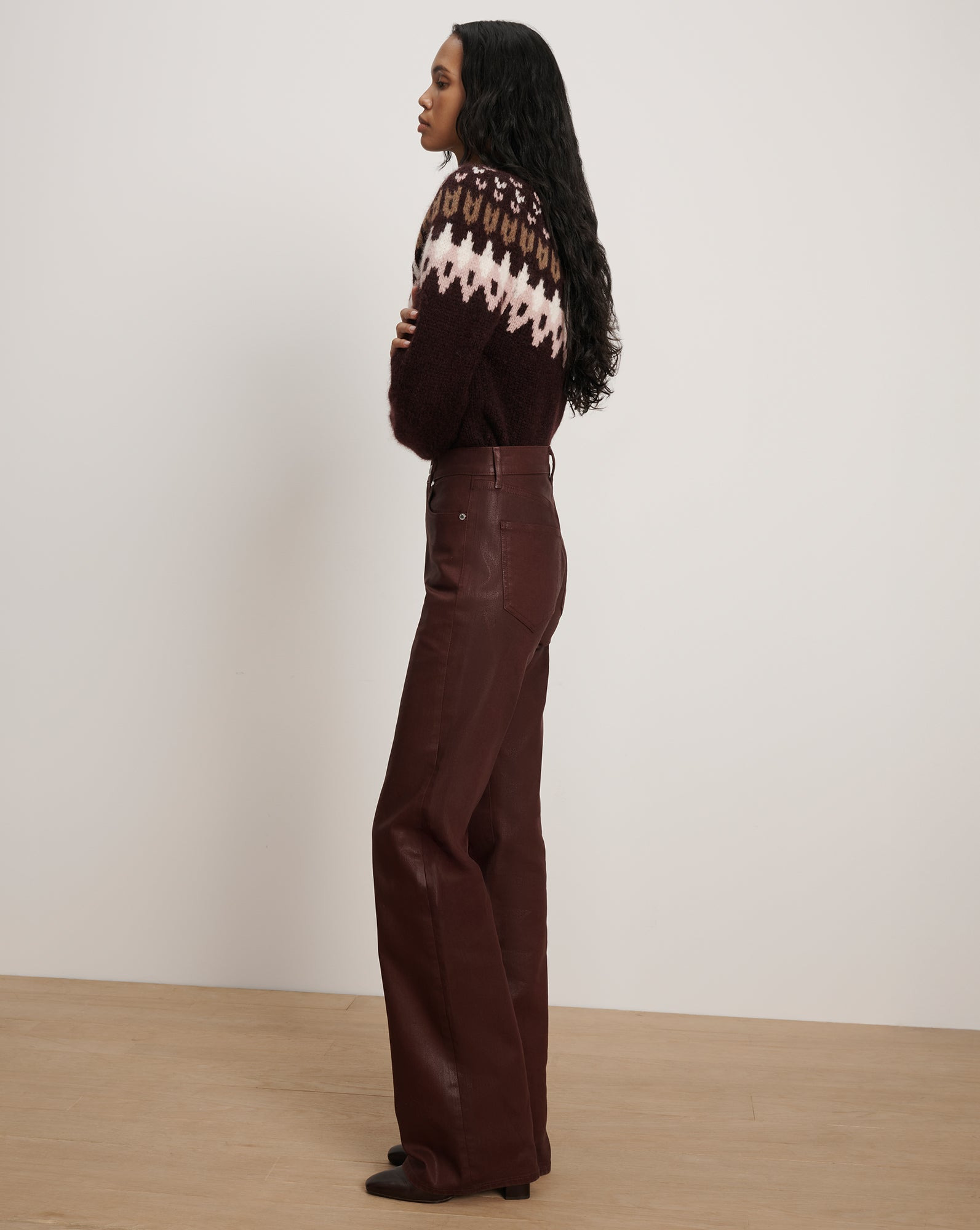 CROSBIE COATED SLIM WIDE-LEG JEAN - 4
