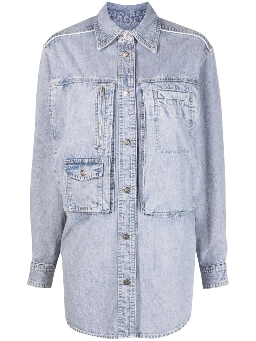 cotton-hemp blend chambray shirt jacket - 1