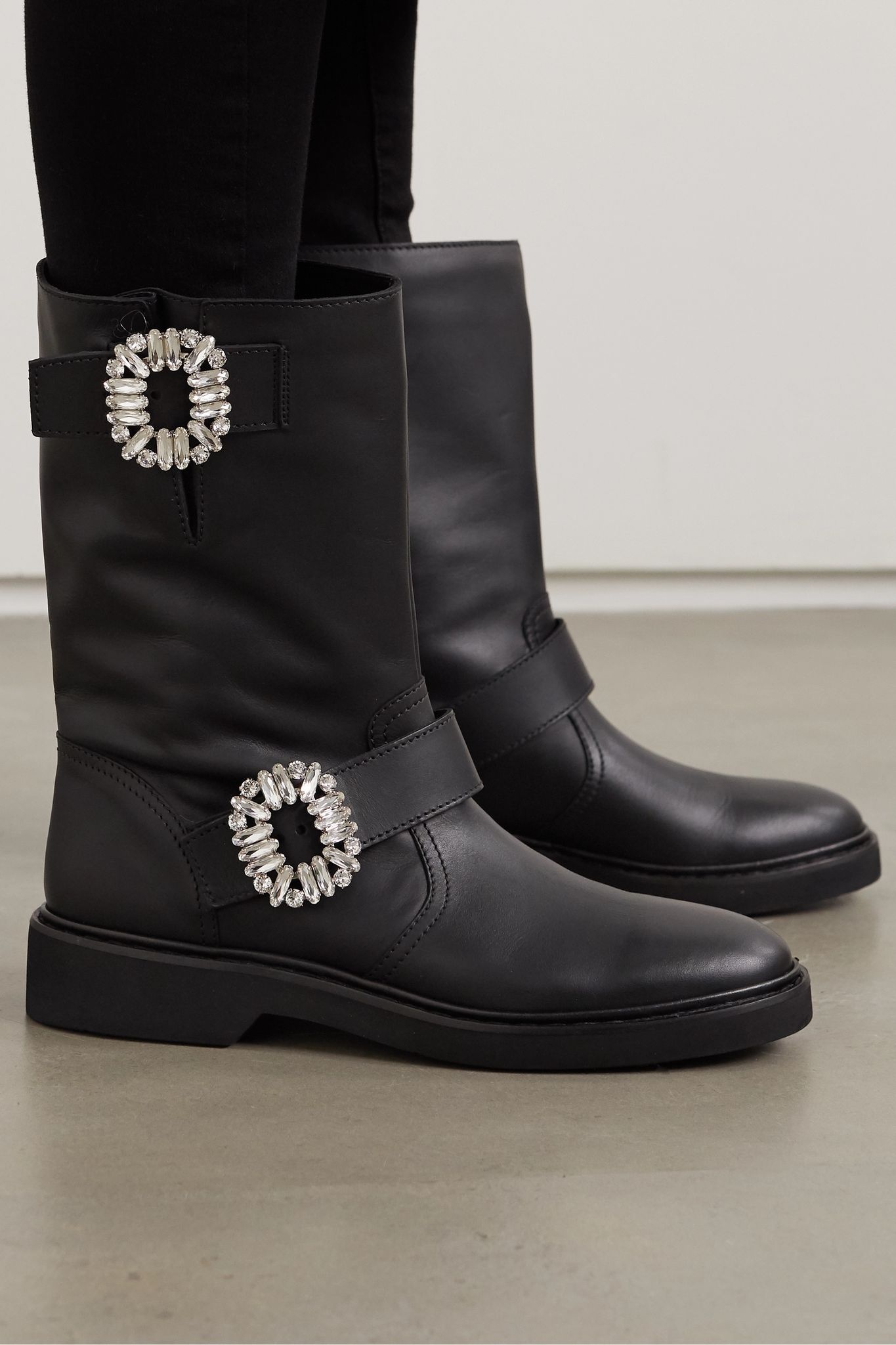 Viv crystal-embellished leather boots - 2