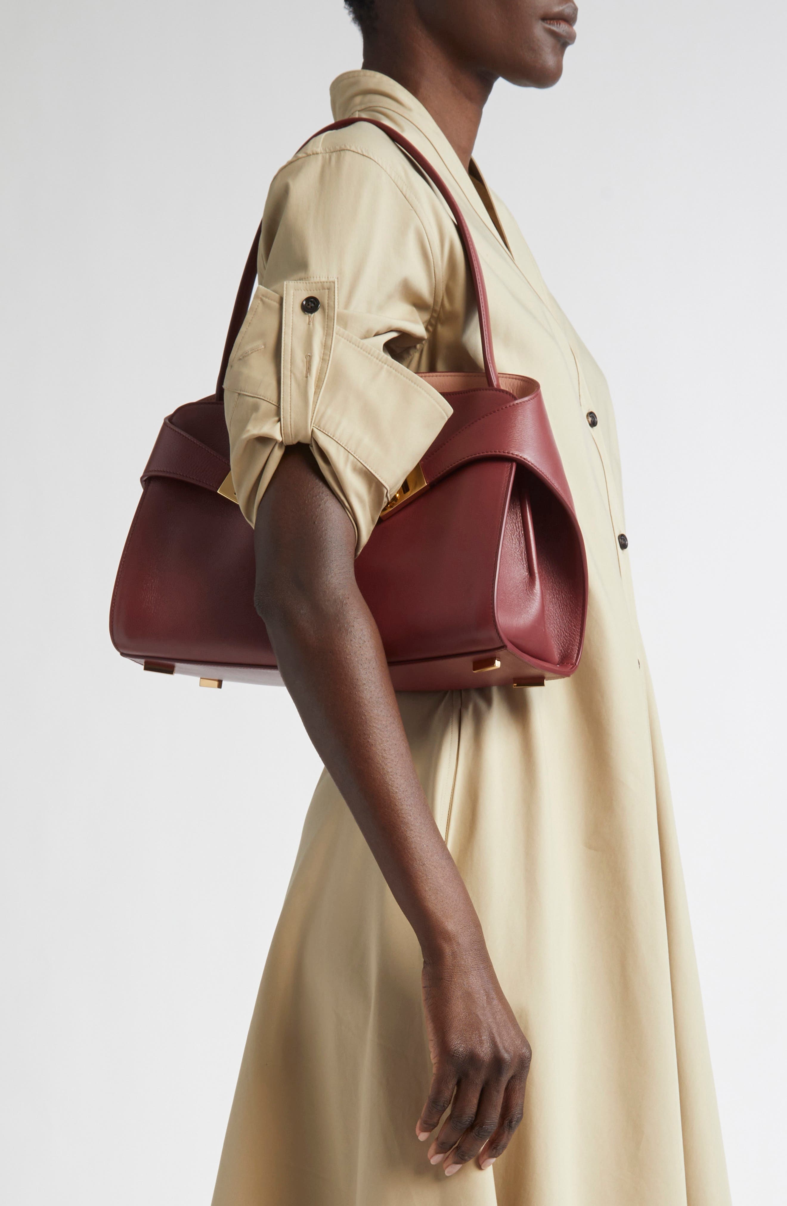 FERRAGAMO Small Hug Leather Shoulder Bag in College Red/Plaster at Nordstrom - 2