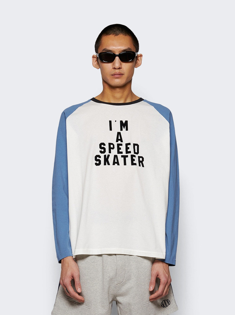 BODE Long Sleeve Skater Tee Blue And Cream outlook