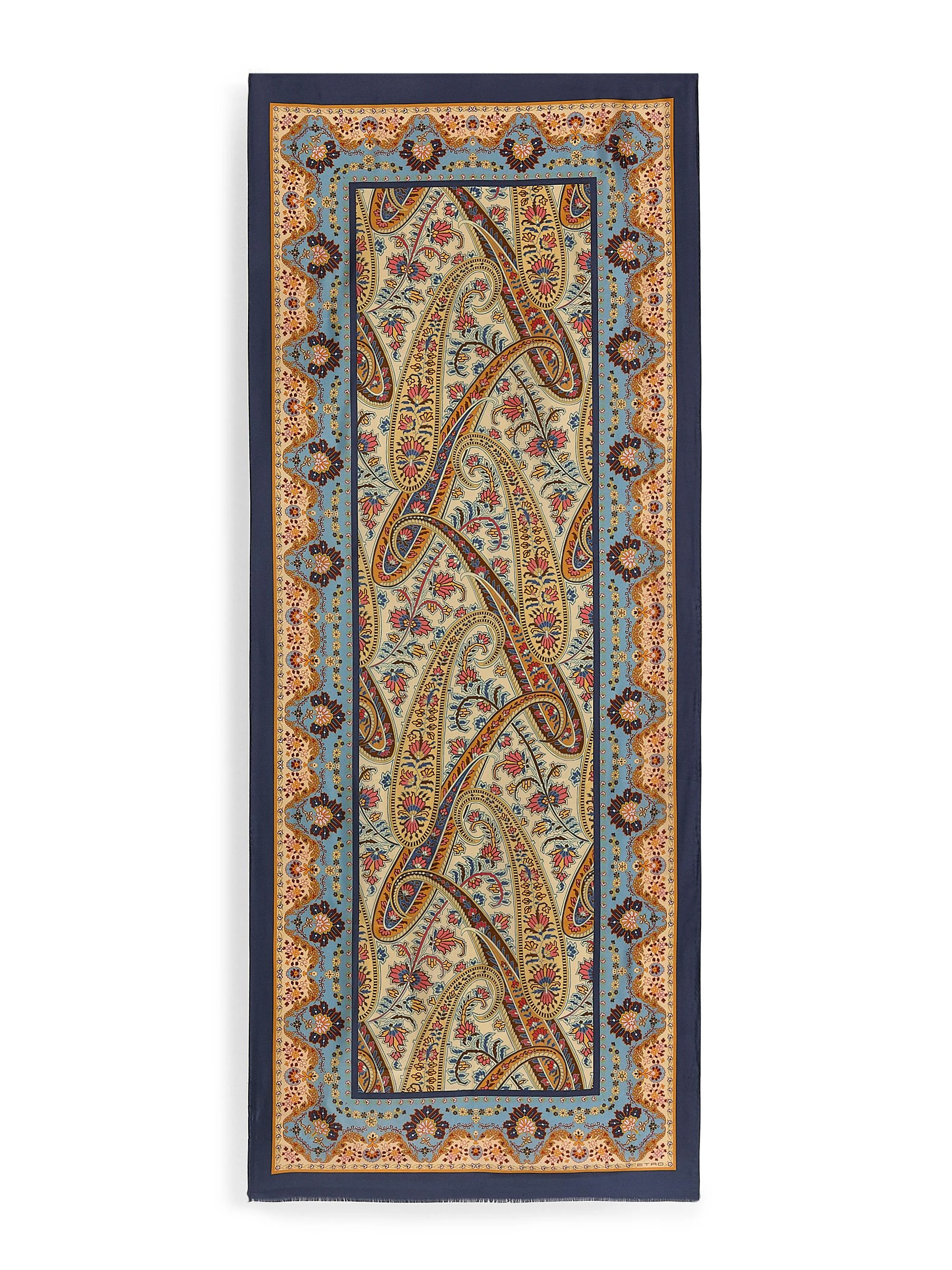 Women's Printed Silk Scarf - Orange Azure - 1