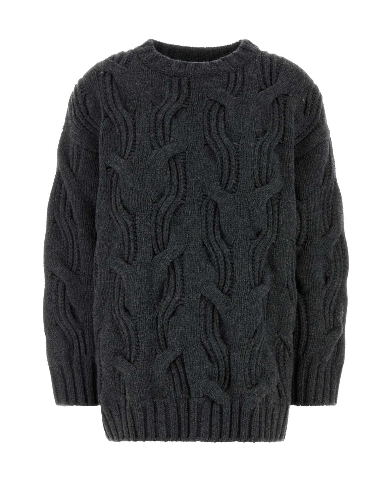 Dark Grey Wool Oversize Sweater - 1