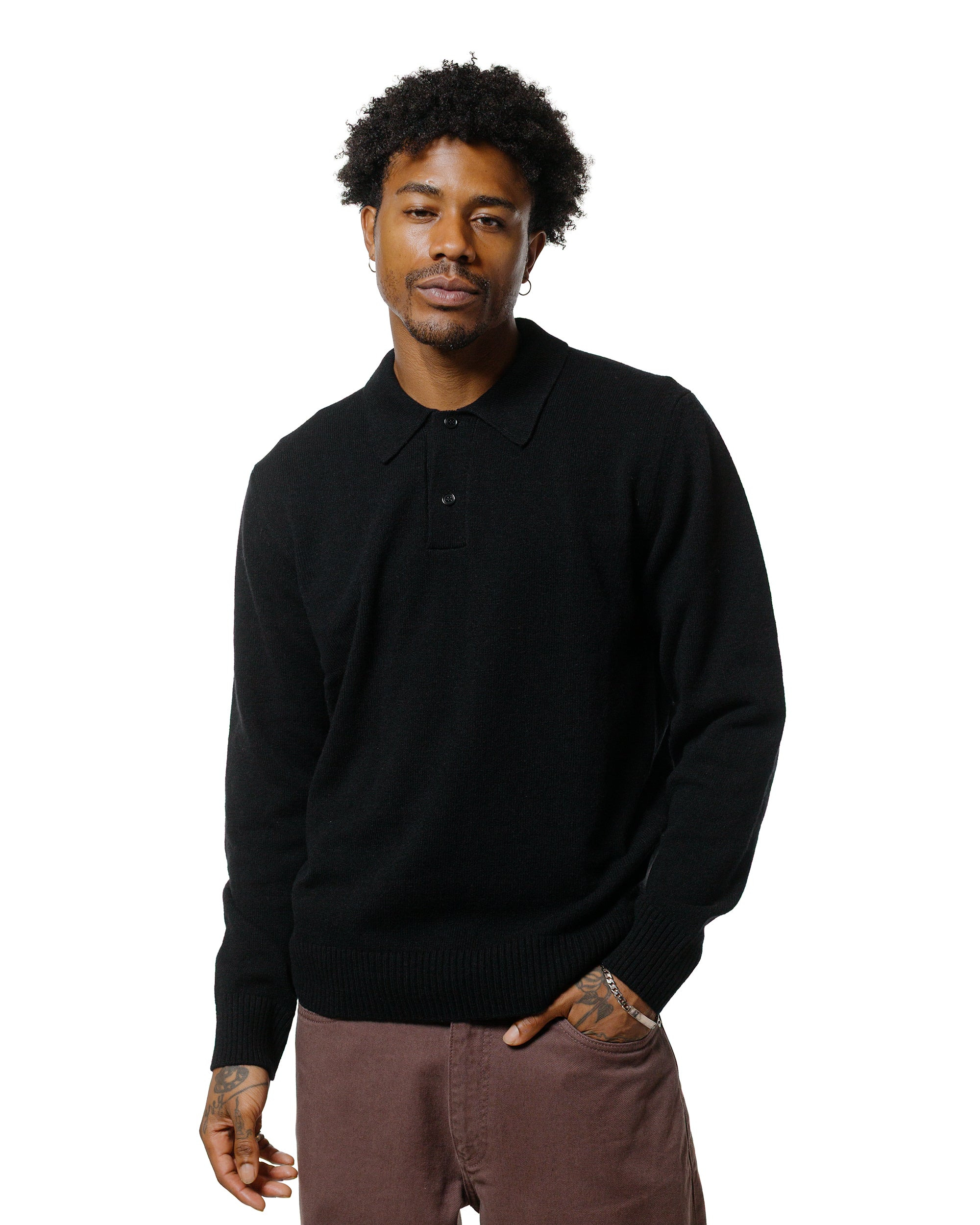 Standard Merino Lambswool Polo Black - 2