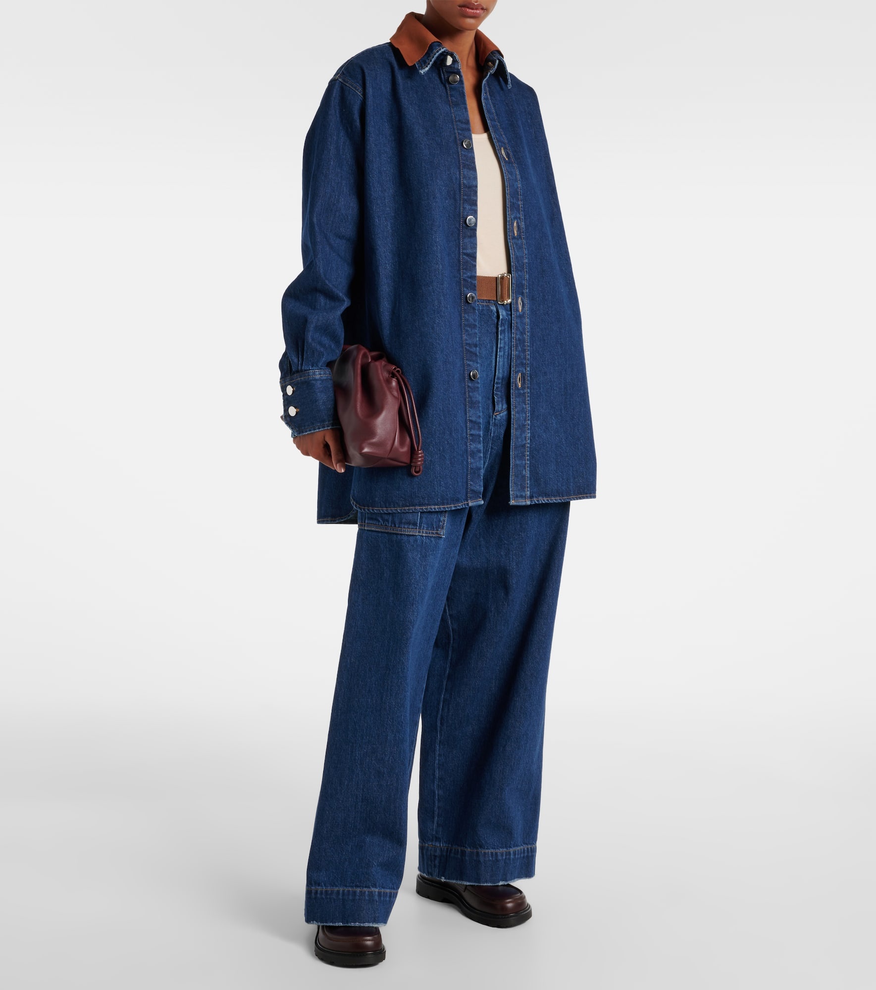 Mid-rise denim wide-leg pants - 2