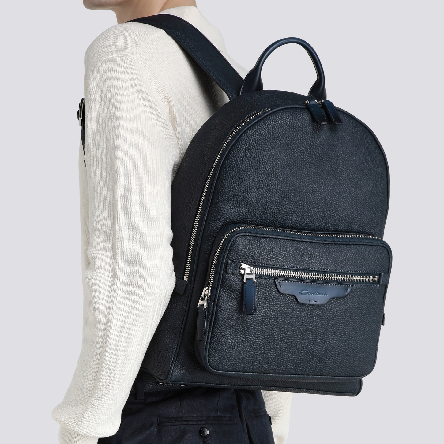 Blue tumbled leather backpack - 2