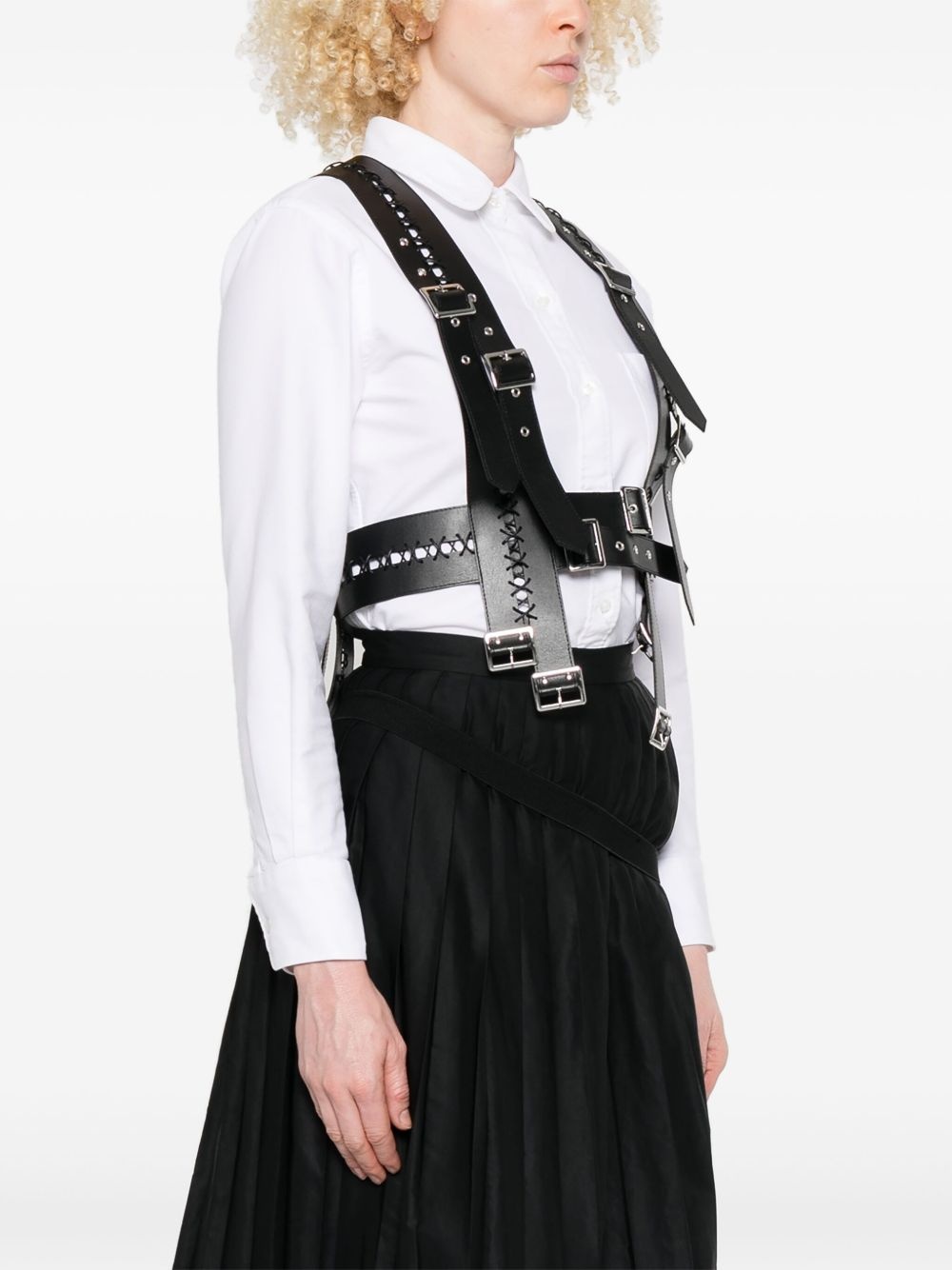 faux-leather harness vest - 3