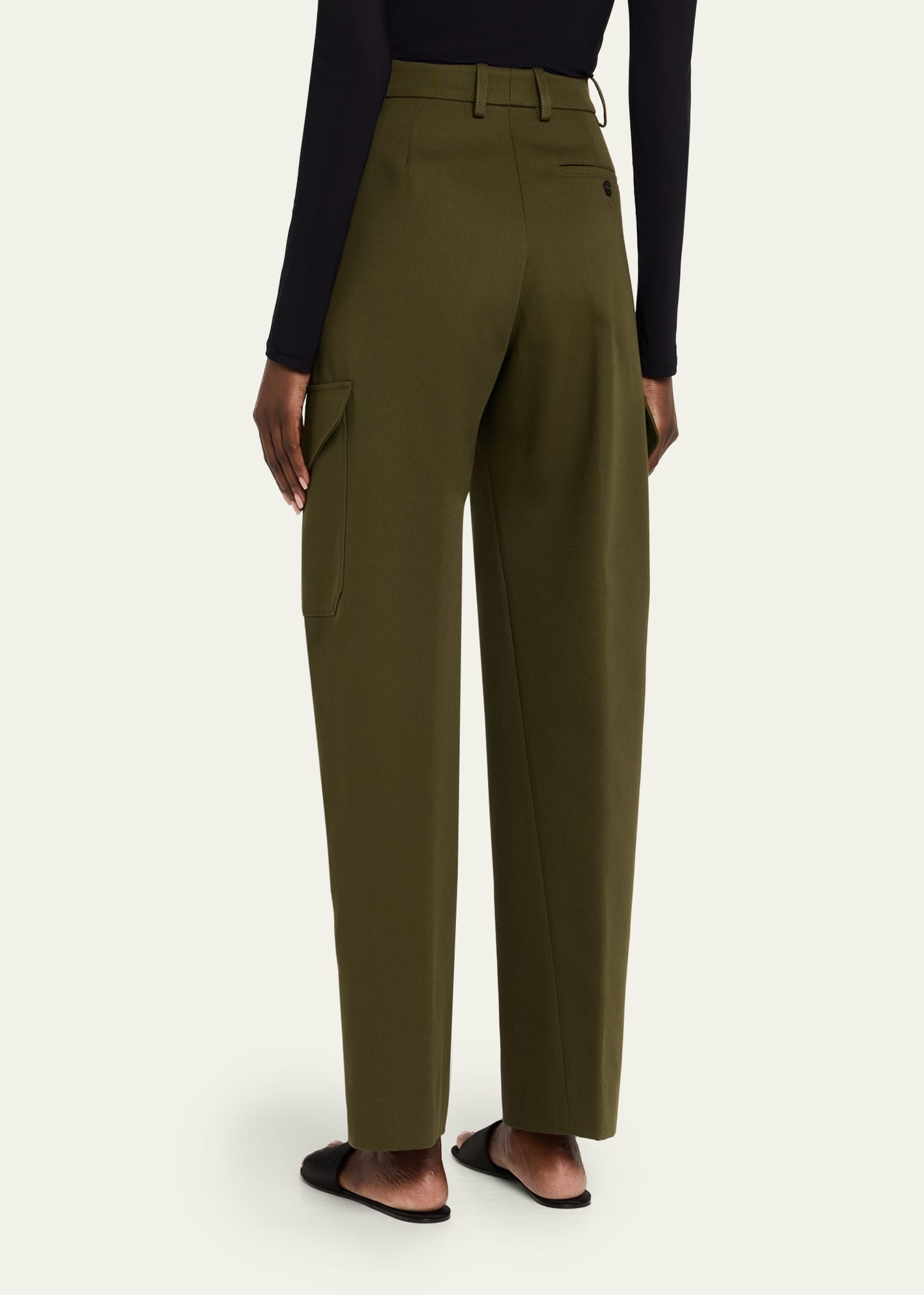 Barrel Leg Cargo Wool Trousers - 3