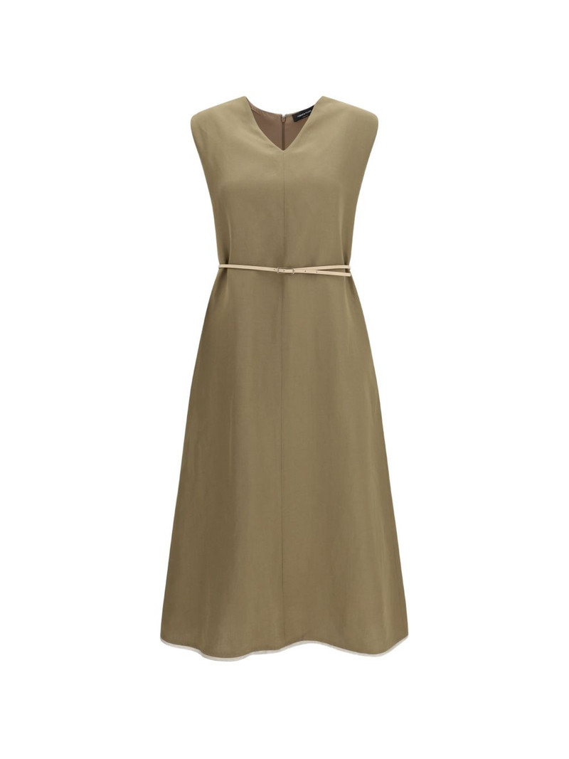 V-neck belted midi dress 1