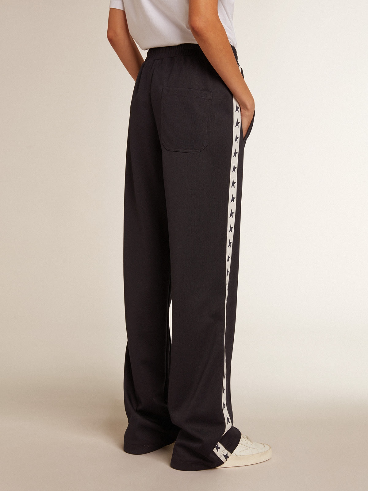 Dark blue joggers with white strip and contrasting stars - 4