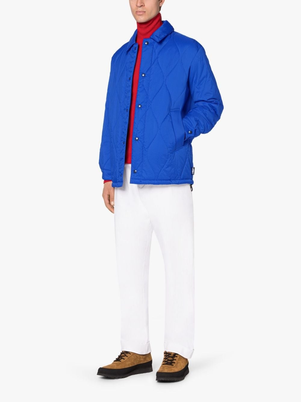 TEEMING BLUE NYLON QUILTED COACH JACKET - 4