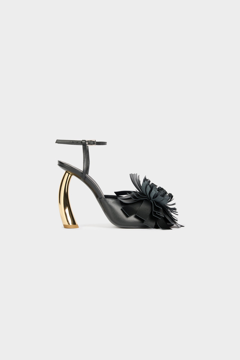A.W.A.K.E. MODE JUSTINE HIGH HEEL SHOES WITH POM-POMS BLACK SILVER GOLD outlook