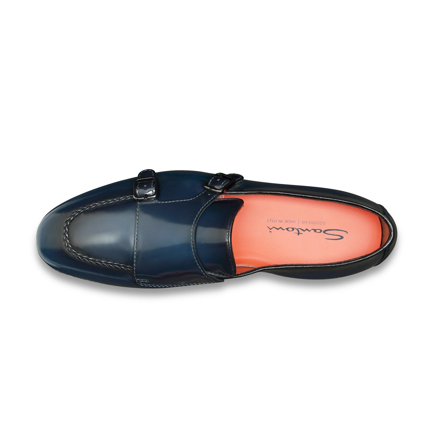 Men’s blue leather double-buckle loafer - 5