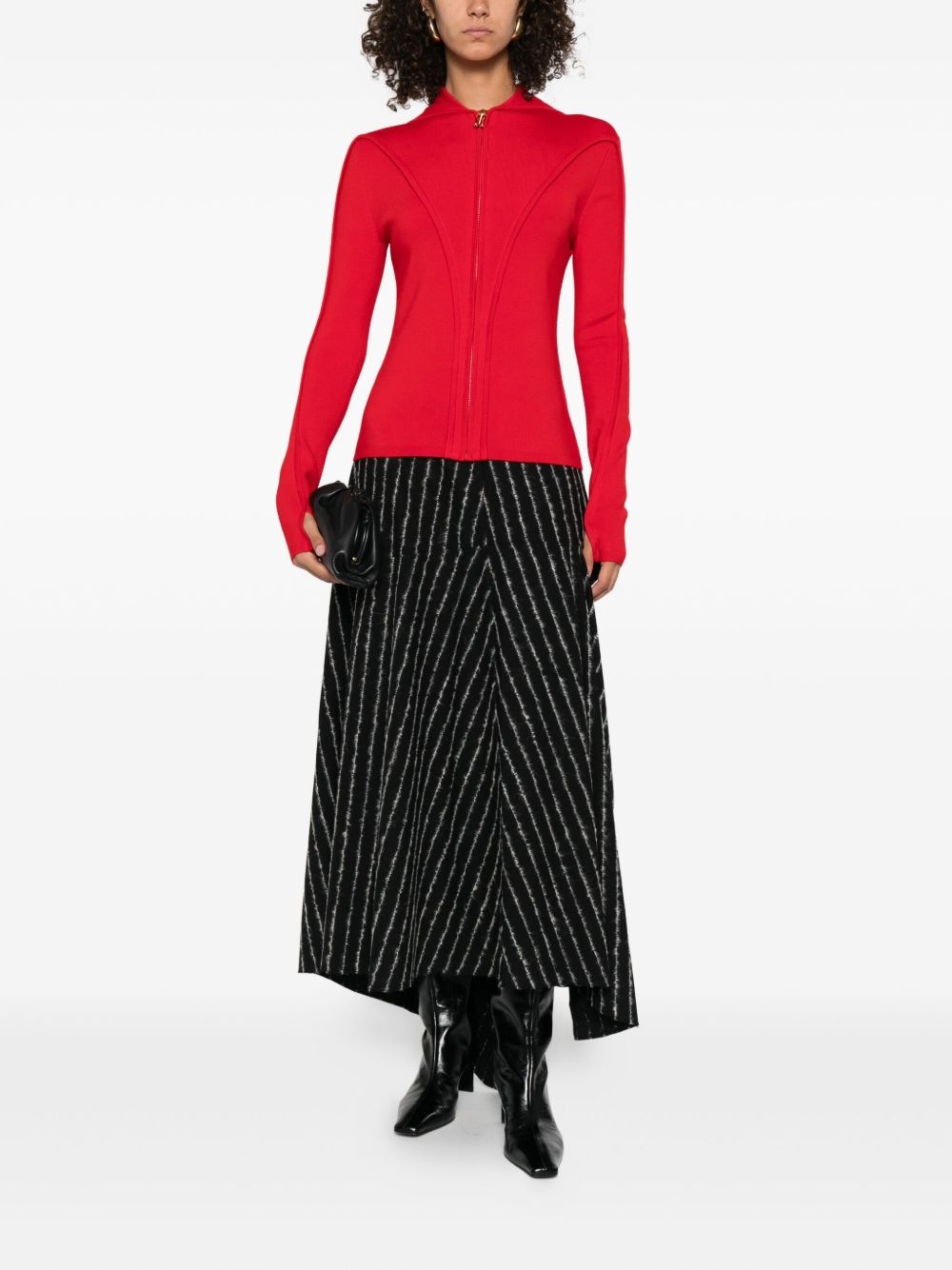 zip-front panelled cardigan - 2