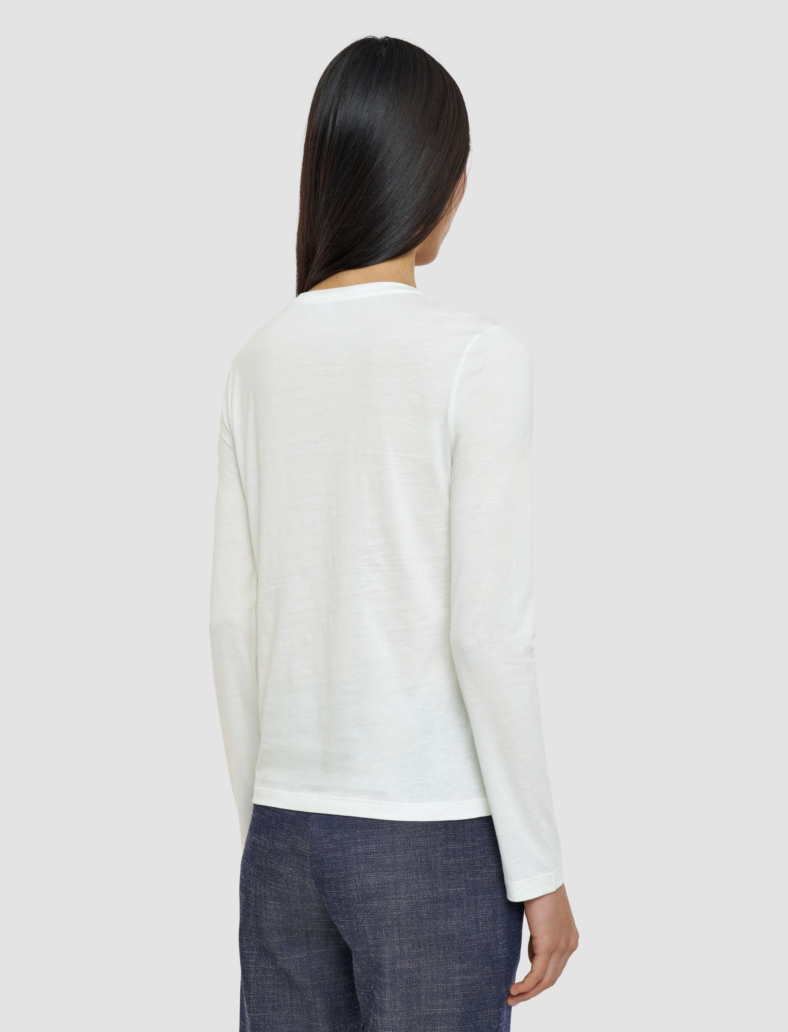 Cotton Silk Jersey Long Sleeve T-Shirt - 4