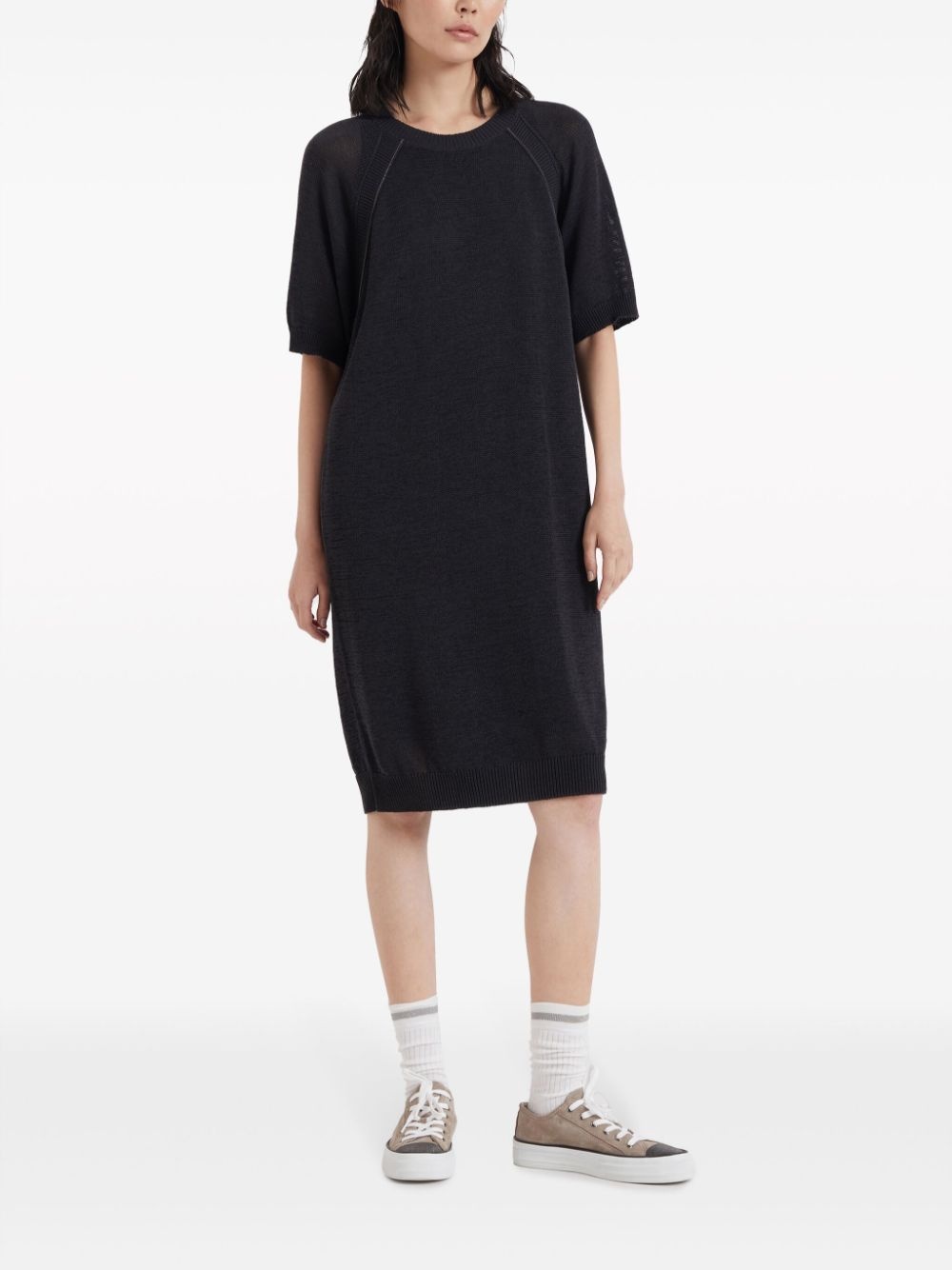 fine-knit cotton T-shirt dress - 2