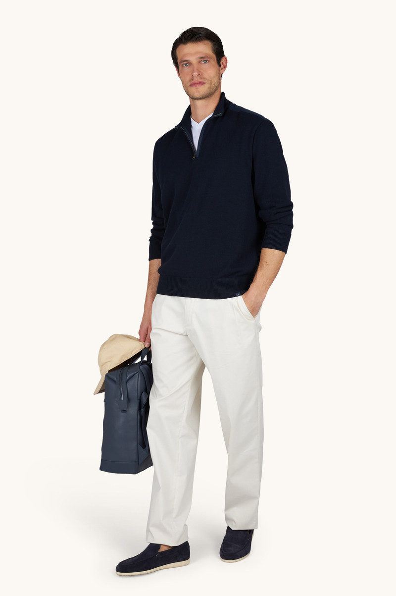 Paul & Shark HALF‑ZIP SWEATER IN FRESCO COTTON WITH LINEN DETAILS outlook