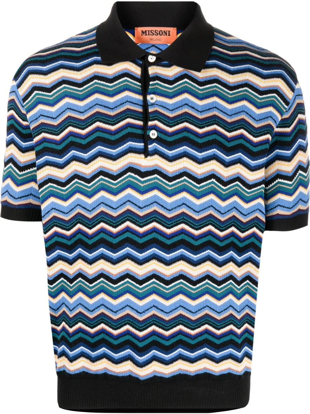 zigzag woven polo shirt - 1