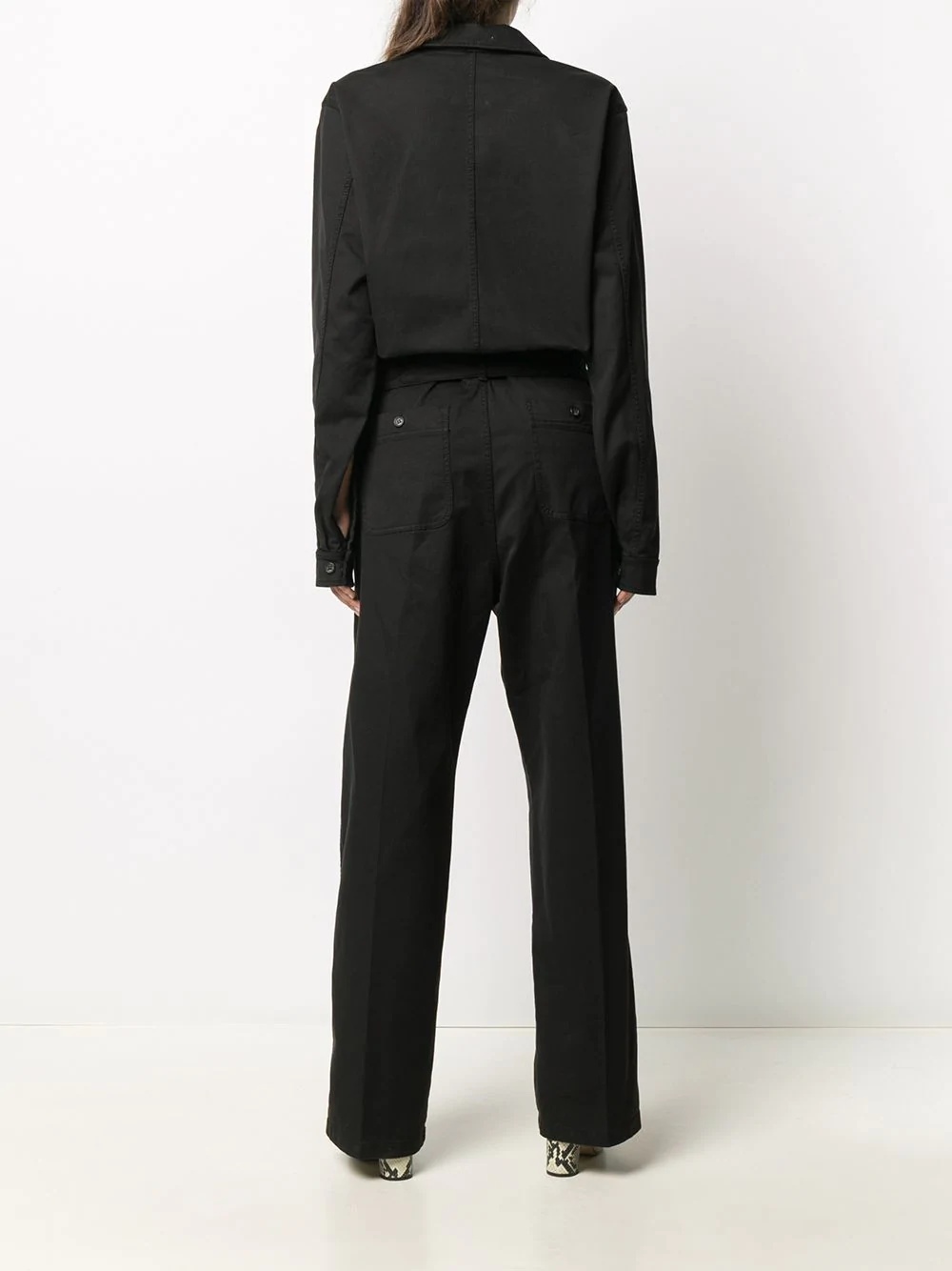 belted long-sleeve jumpsuit - 4