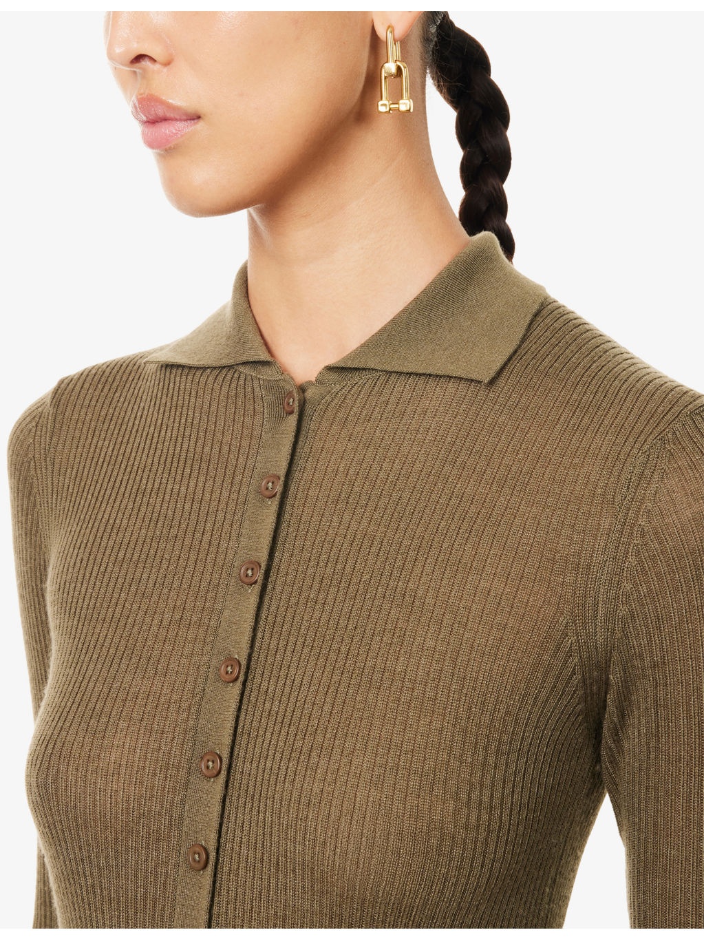 Solana Ribbed Polo Wool Knitted Bodysuit - 5