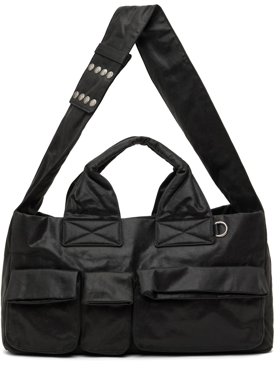 OPEN YY Black Oil Skin Venti Satchel | REVERSIBLE