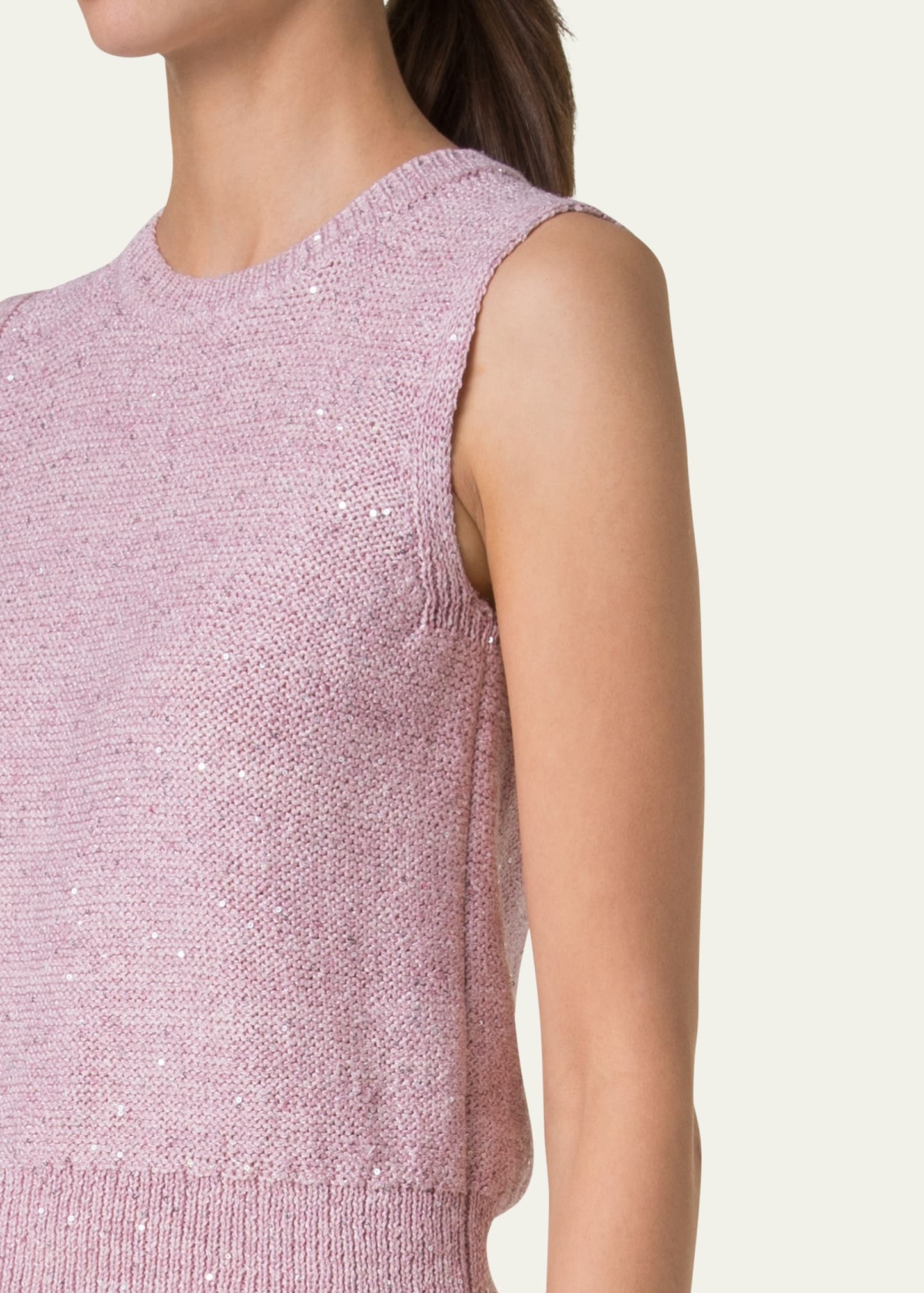 Micro Sequined Knit Sleeveless Sweater - 5