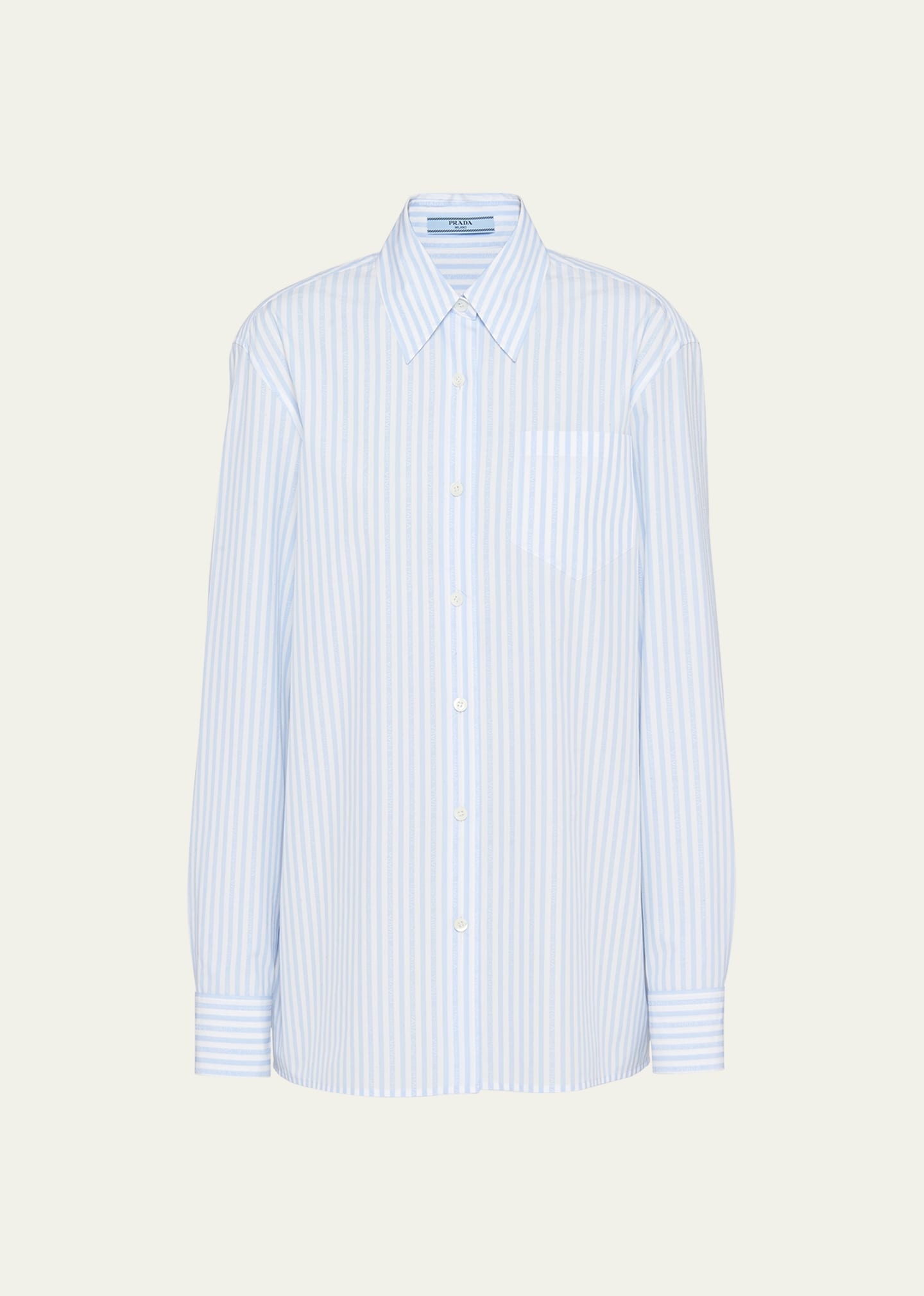 Jacquard Logo Poplin Button Up Shirt - 1