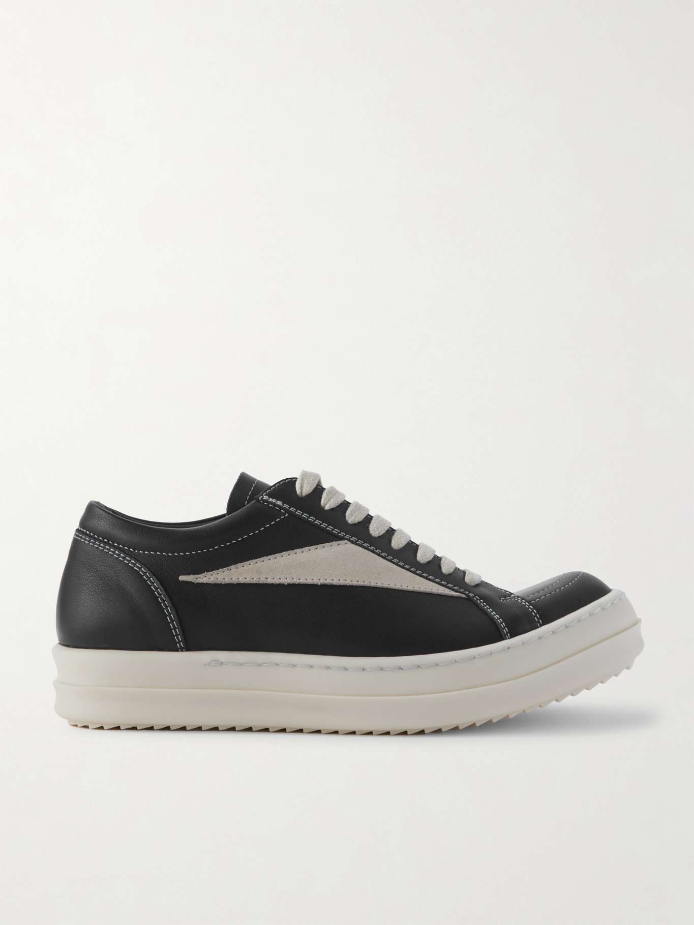 Vintage suede-trimmed leather sneakers - 1