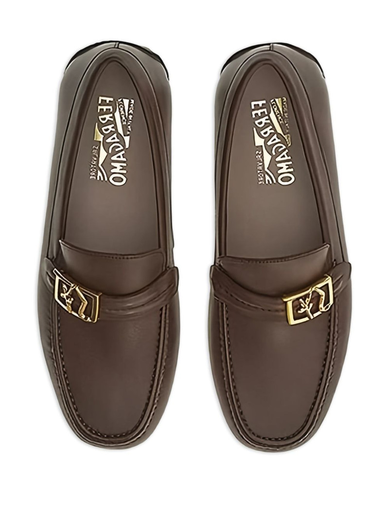 Gancini-buckle leather loafers 4