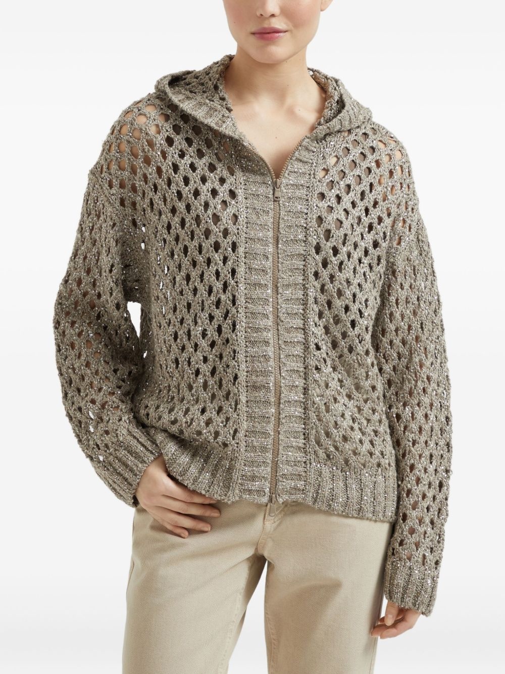 dazzling open-knit cardigan - 3