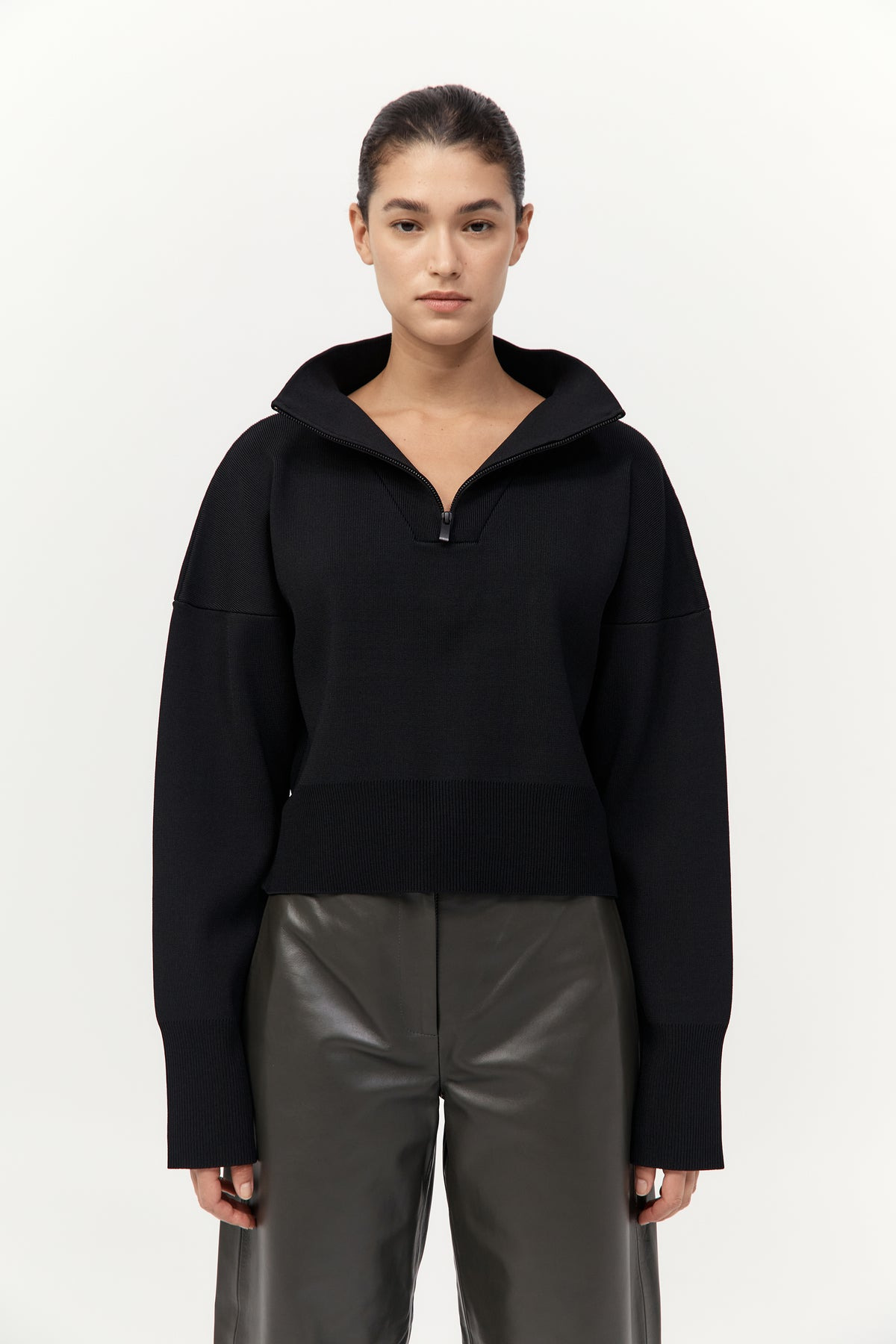 Milano Knit Zip Jumper - Black - 2