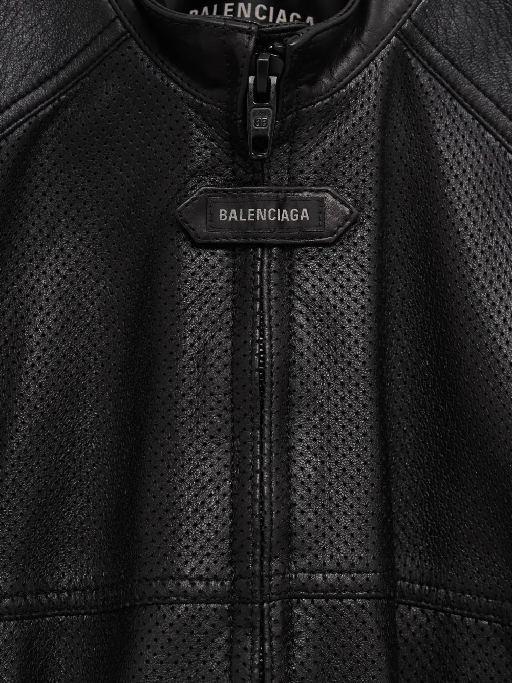perforated leather jacket - 3