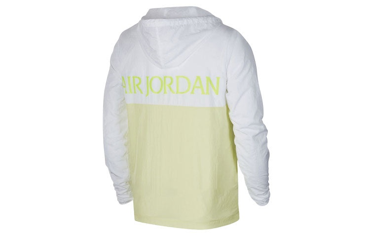 Air Jordan Alphabet Printing Basketball Sports Hooded Jacket White Yellow CK2218-100 - 2