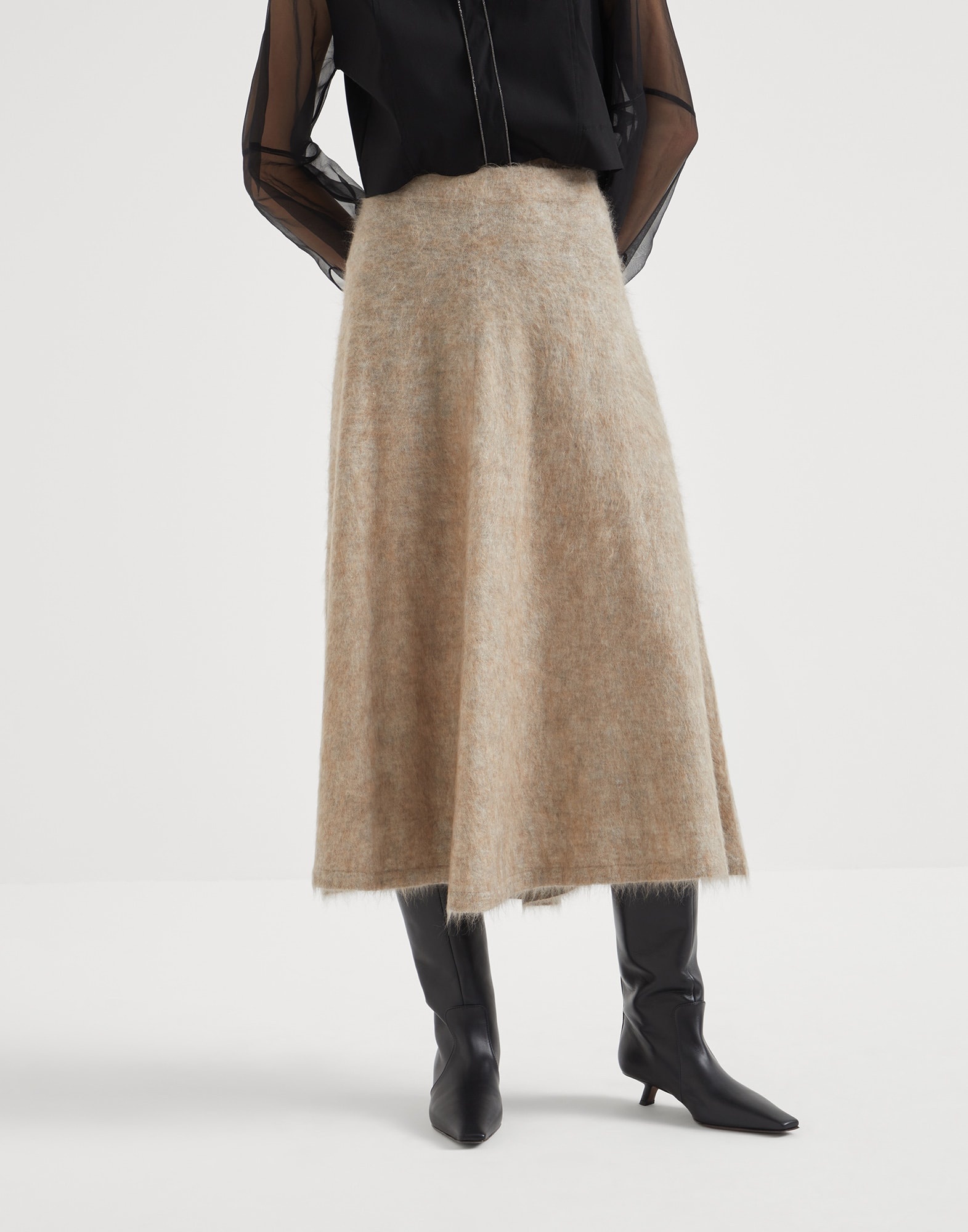 Mohair, wool, cashmere and silk knit skirt - 1