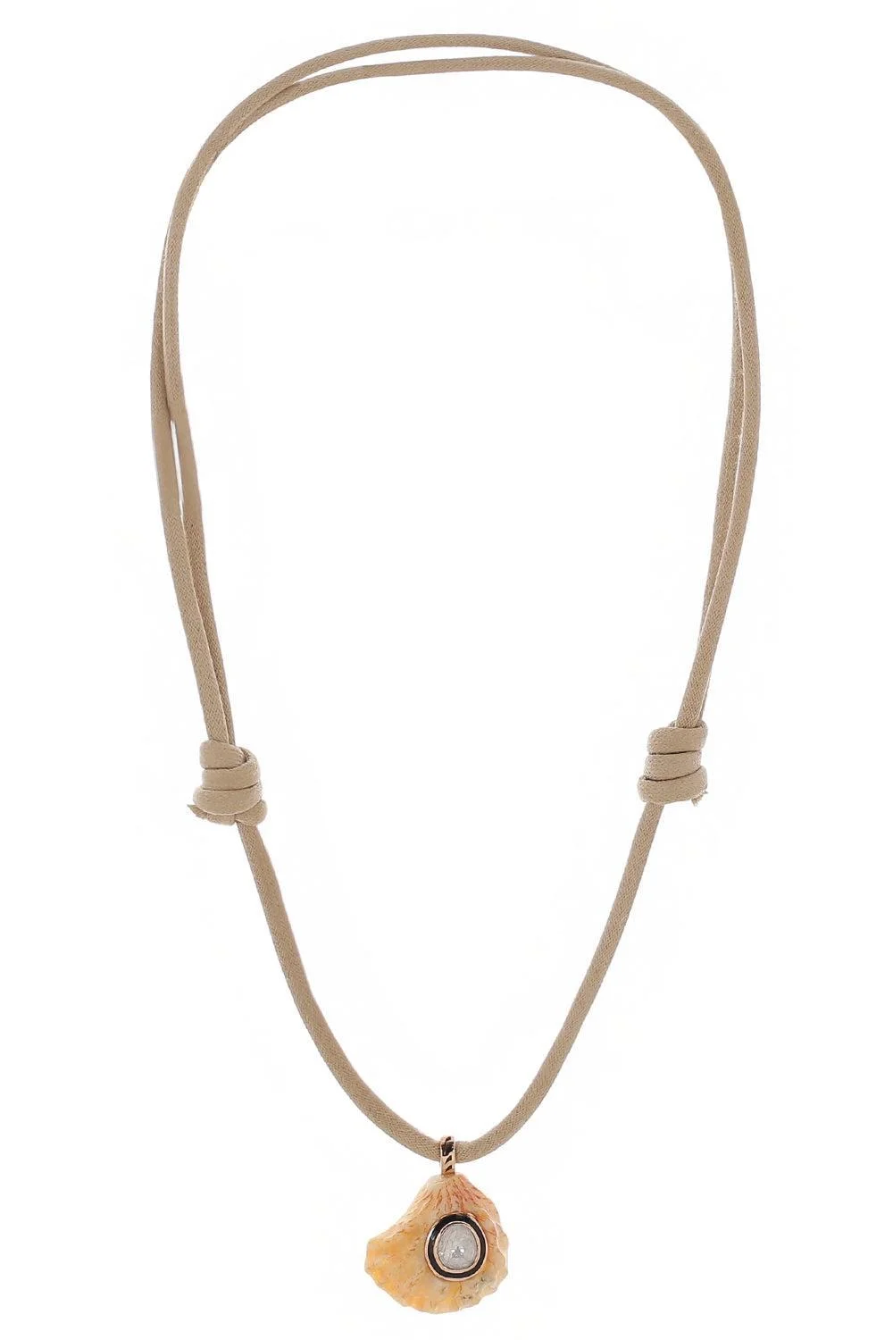 Diamond Cat Paw Shell Tan Necklace - 1